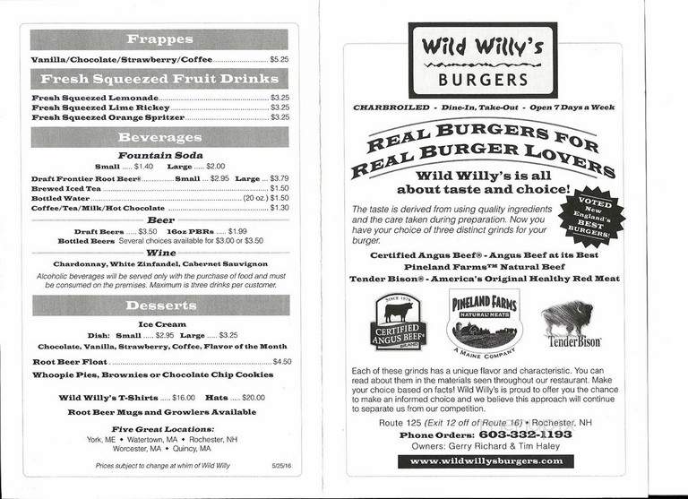 Wild Willy's Burgers - Rochester, NH