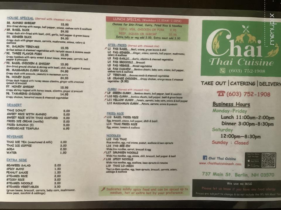 Chai Thai Cuisine - Berlin, NH
