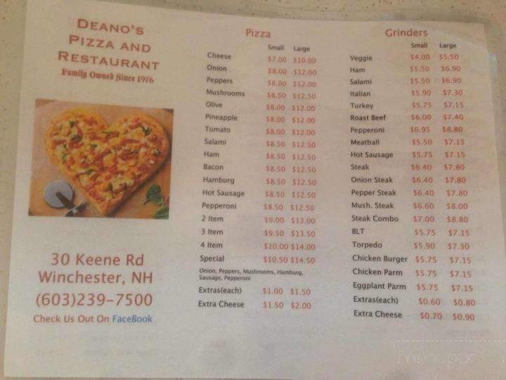 Deanos Pizza & Restaurant - Winchester, NH